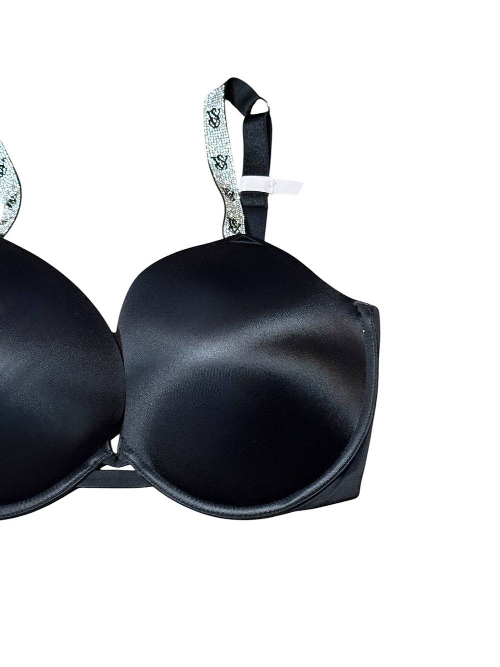 Victoria's Secret Very Sexy Black Push Up Bra Rhinestone Logo Straps Size 36G - Picture 6 of 8
